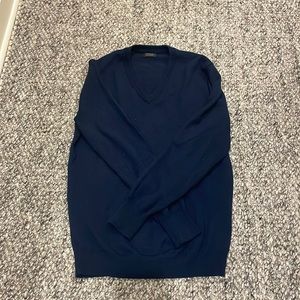 J.Crew Washable Navy Merino Wool V-Neck Sweater